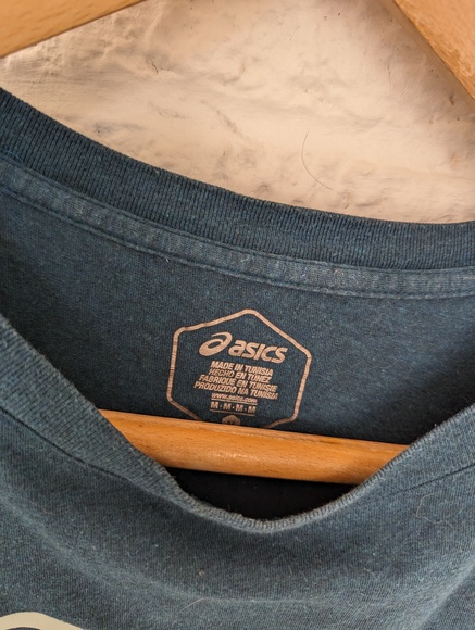 Asics Crew Neck T Shirt - Size M - Green - Cotton - P2P 21" - Picture 6 of 6